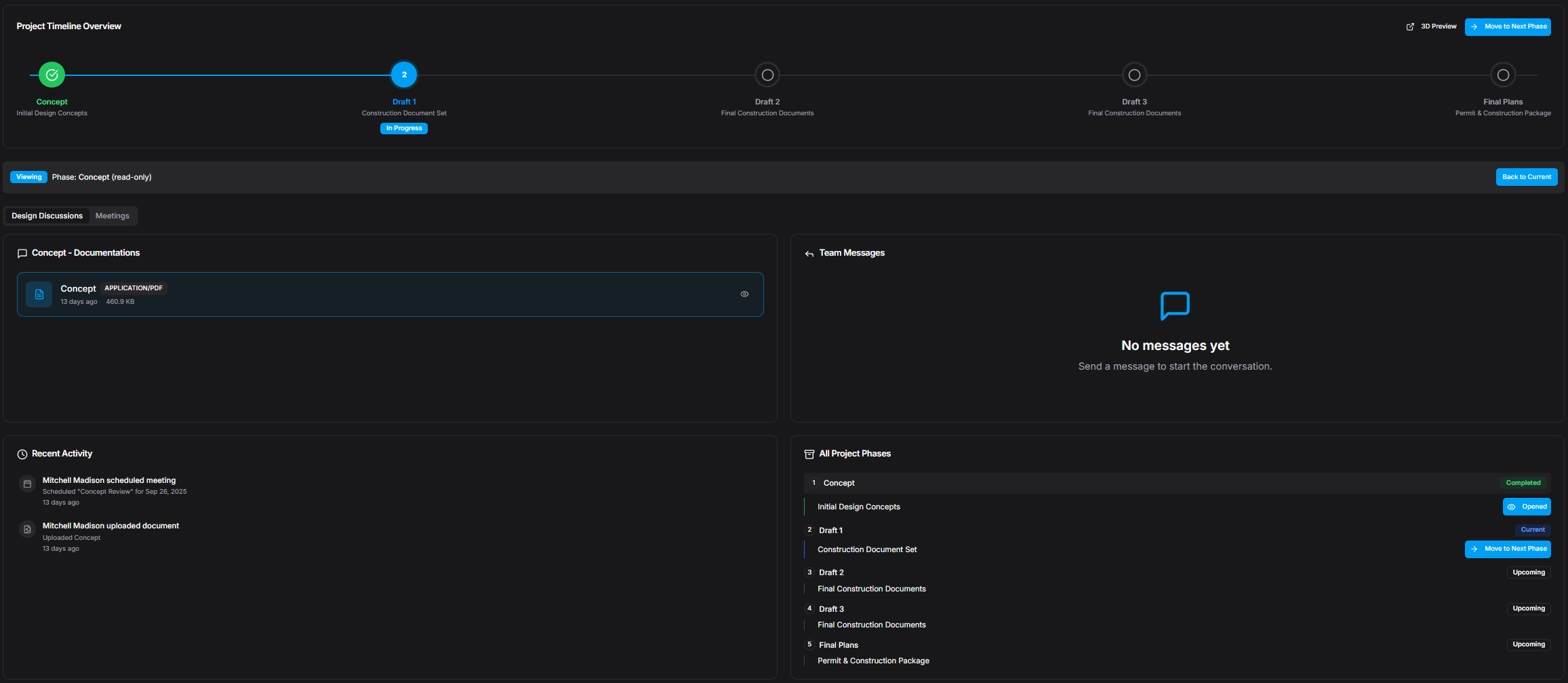 Design Studio Interface - Team collaboration and communication tools